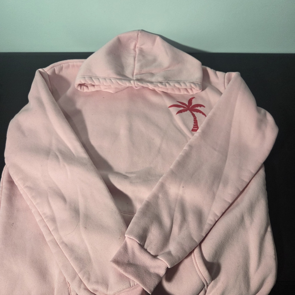Pink Hoodie with Palm Tree Design